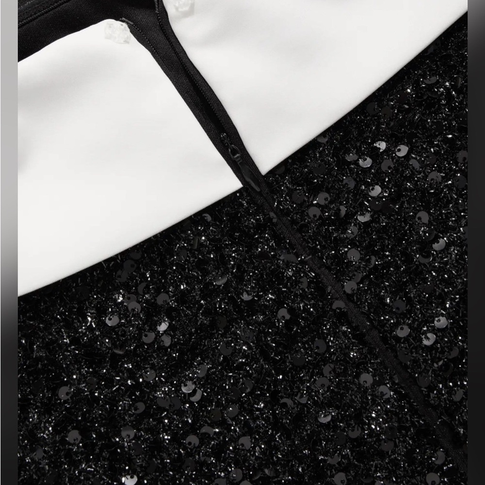 Cider SEQUIN OFF-SHOULDER SOLID BOWKNOT MINI DRES… - image 11